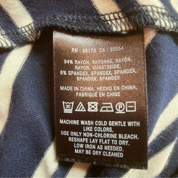 Maeve Anthropologie Navy & White Striped Turtleneck Dress, Sharkbite Hem, Medium - Picture 9 of 10